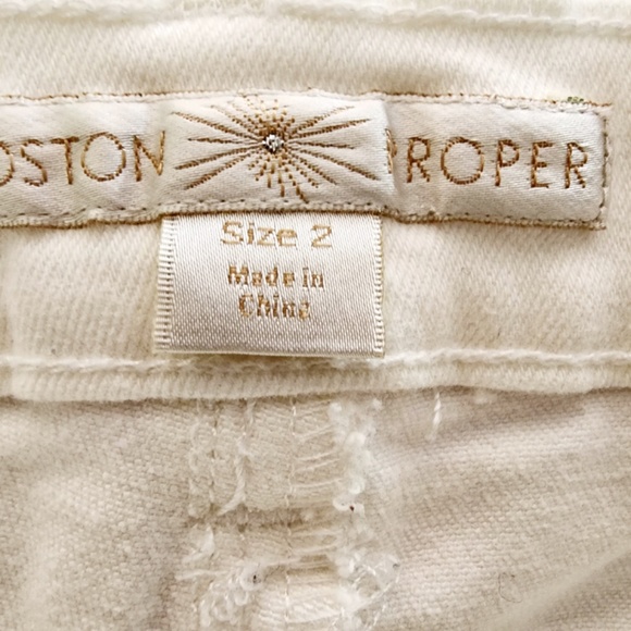 Boston Proper Embellished White Denim Bootcut Jeans 2 - Picture 4 of 5